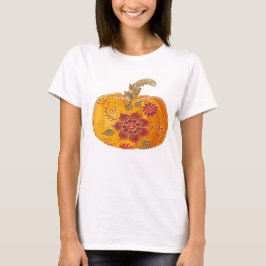 Fall Pumpkin mit Blume T-Shirt