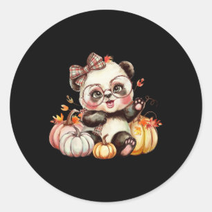 Fall Pumpkin Niedlich Panda Bar Herbst Thanksgiv Runder Aufkleber