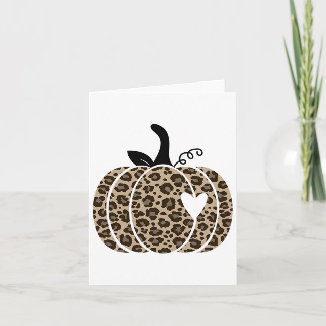 Fall Pumpkin Niedlicher Erntedank Herbstleopard Pu Karte (Vorderseite)