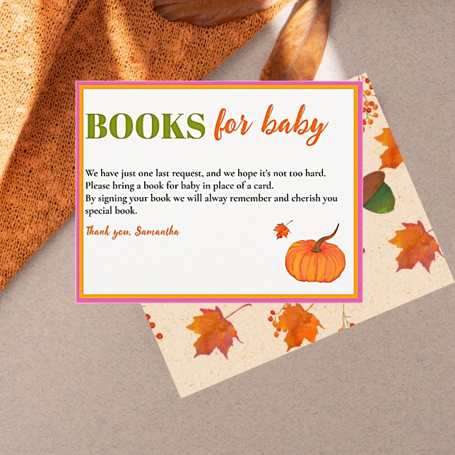 Fall Pumpkin Niedliches Buch für Babydusche Begleitkarte (Fall Pumpkin Books For Baby.. Baby Shower )