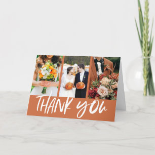 Fall Pumpkin Orange Hand Lettered Foto Wedding Dankeskarte