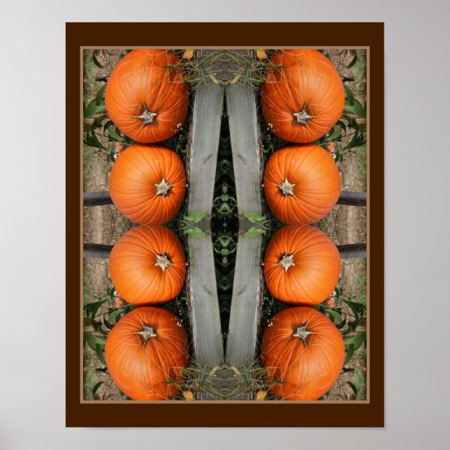 Fall Pumpkin Pair Mirror Abstrakt Poster (Vorne)