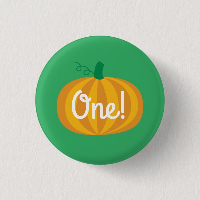 Fall Pumpkin Patch 1 Geburtstag Party Thema Button (Vorderseite)