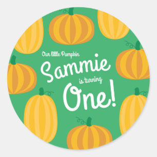 Fall Pumpkin Patch 1 Geburtstag Party Thema Runder Aufkleber