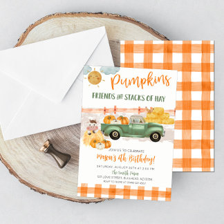 Fall Pumpkin Patch Alter Vintager LKW Geburtstag Einladung