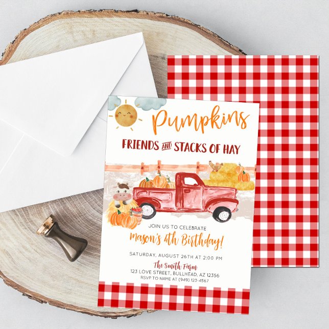 Fall Pumpkin Patch Alter Vintager LKW Geburtstag Einladung (Von Creator hochgeladen)