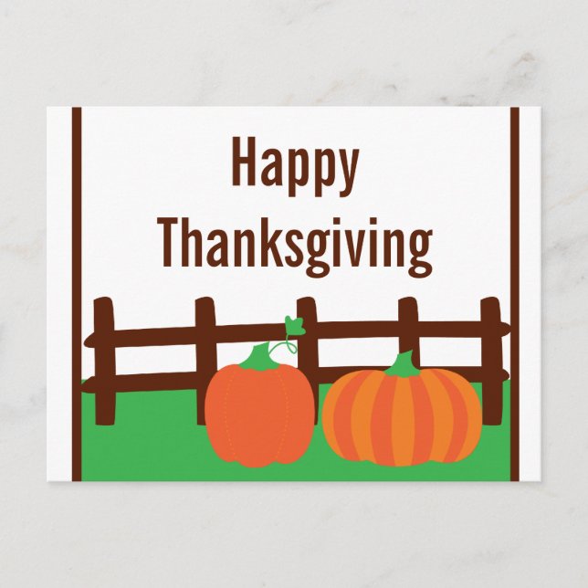 Fall Pumpkin Patch Erntedank Postcard Feiertagspostkarte (Vorderseite)