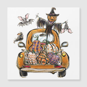 Fall Pumpkin Patch Truck mit Fledermausvogel Magnetkarte