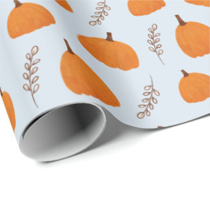 Fall Pumpkin Pattern Blau Geschenkpapier