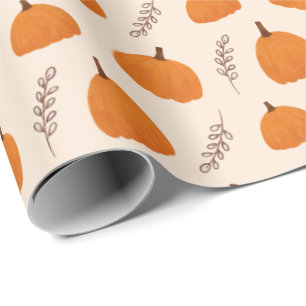 Fall Pumpkin Pattern Orange Geschenkpapier