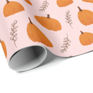 Fall Pumpkin Pattern Pink Geschenkpapier