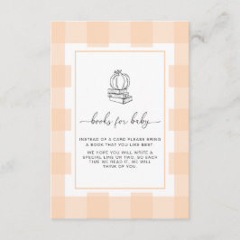 Fall Pumpkin Peach Gingham Books Request Card Begleitkarte