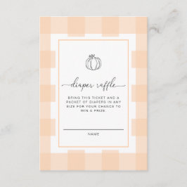 Fall Pumpkin Peach Gingham Diaper Raffle Ticket Begleitkarte