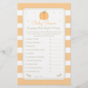 Fall Pumpkin rät das Price Baby Shower Game Flyer