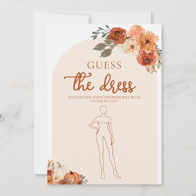 Fall Pumpkin Ratet das Dress Brautparty Game Einladung (Vorderseite)