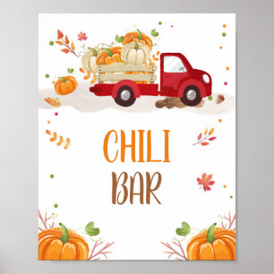 Fall Pumpkin Red Truck Chili Bar Tafelzeichen Poster