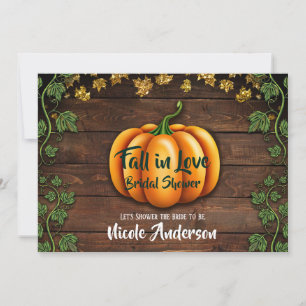 Fall Pumpkin Rustic Green Gold Ivy Brautparty Einladung