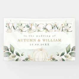 Fall Pumpkin Sage Greenerity Gold Wedding Willkomm Banner