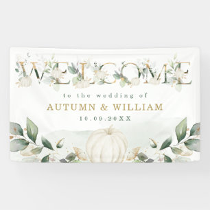 Fall Pumpkin Sage Greenerity Gold Wedding Willkomm Banner