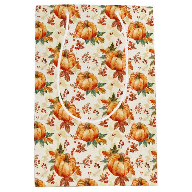 Fall Pumpkin-Saison Mittlere Geschenktüte (Vorderseite)