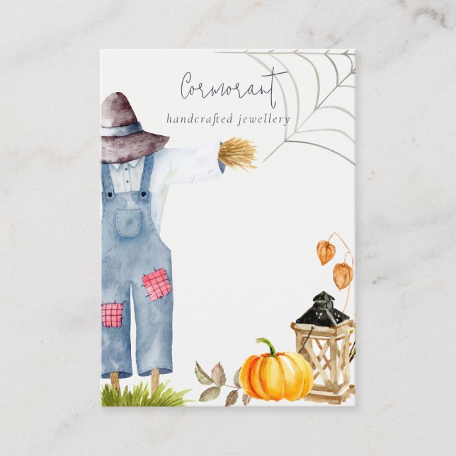 Fall Pumpkin Scarecrow Blank Juwelier Display Visitenkarte (Vorderseite)