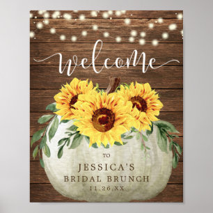 Fall Pumpkin Sonnenblumen Dusche Willkommenszeiche Poster