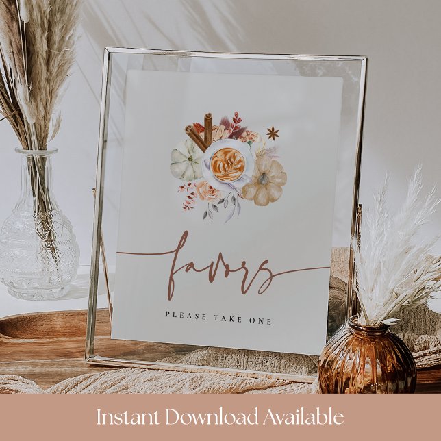 Fall Pumpkin Spice Baby Shower Favors Sign Poster (Von Creator hochgeladen)