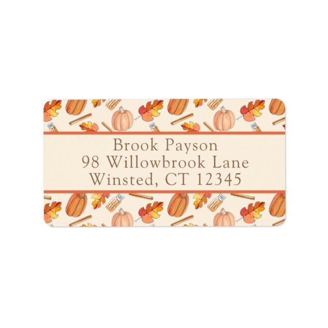 Fall Pumpkin Spice Return Address Label Adressaufkleber (Vorne)