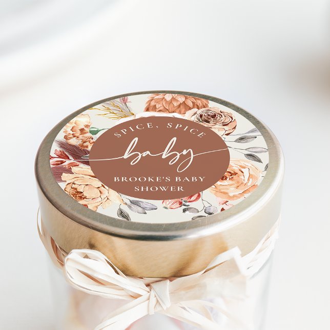 Fall Pumpkin "Spice Spice Baby" Baby Shower Runder Aufkleber (Von Creator hochgeladen)