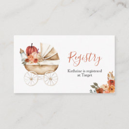 Fall Pumpkin Stroller Floral Baby Shower Registry Begleitkarte