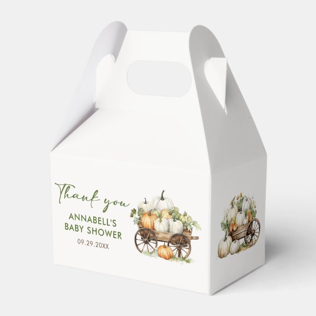 Fall Pumpkin Sunflower Baby Dusche Danke Geschenkschachtel (Vorderseite)