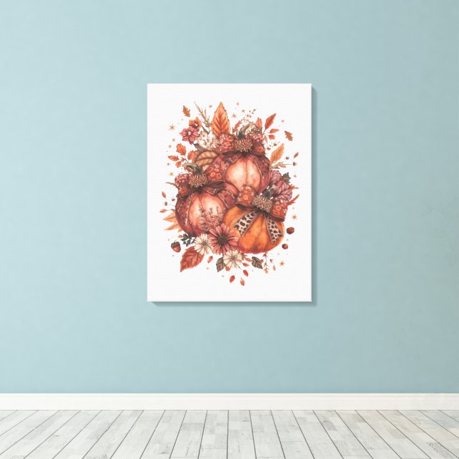 Fall Pumpkin T - Shirt Leinwanddruck (Insitu (Holzboden))