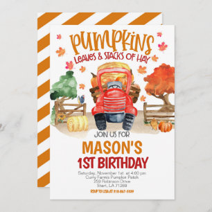 Fall Pumpkin Tractor Birthday Einladung