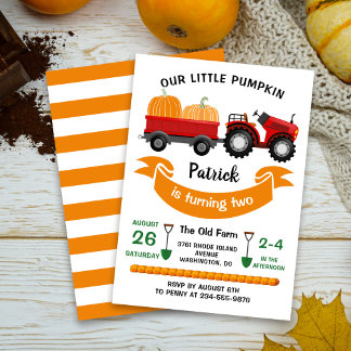 Fall Pumpkin Traktor Farm Kindergeburtstag Einladu Einladung