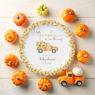 Fall Pumpkin Truck Baby Dusche Pappteller