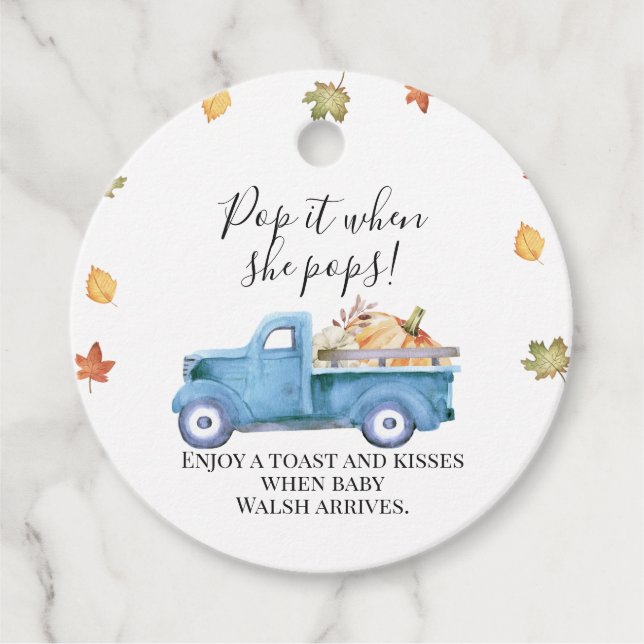 Fall Pumpkin Truck Kinderdusche Pop Es Gefallen Ta Geschenkanhänger (Vorderseite)