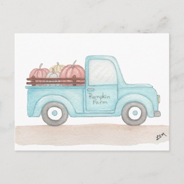 Fall Pumpkin Truck Postkarte (Vorderseite)