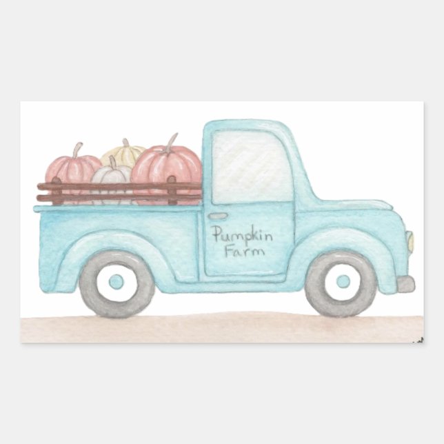 Fall Pumpkin Truck Rechteckiger Aufkleber (Vorderseite)