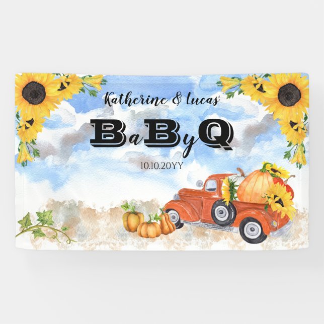 Fall Pumpkin Truck | Sonnenblumen Baby GRILLEN Dus Banner (Horizontal)