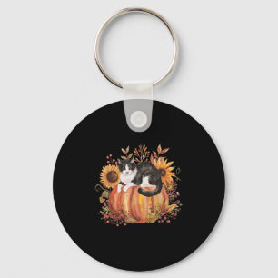 Fall Pumpkin Tuxedo Cat Sonnenblume Erntedank Sok Schlüsselanhänger