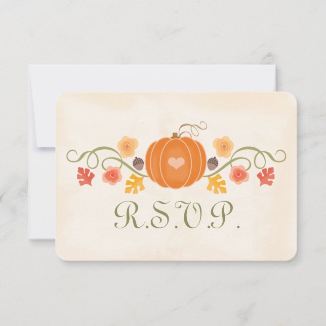 Fall Pumpkin UAWG Wedding Response Card RSVP Karte (Vorderseite)