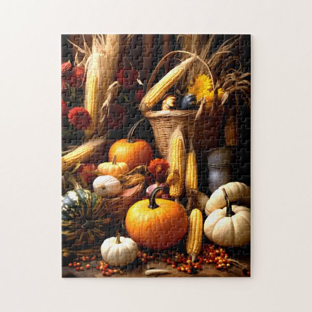 Fall Pumpkin und Maisernte Puzzle (Vertikal)
