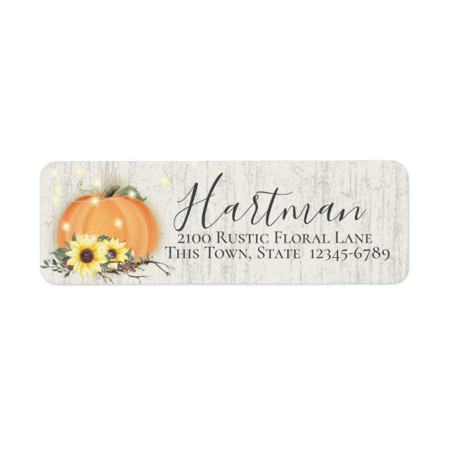 Fall Pumpkin und Sunflower Return Address Label (Vorne)