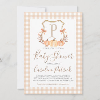 Fall Pumpkin Wappen Preppy Baby Dusche Einladung