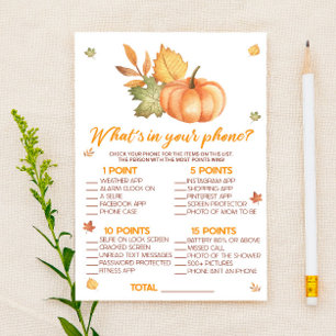 Fall Pumpkin Was ist in Ihrem Telefon Baby Shower Briefpapier