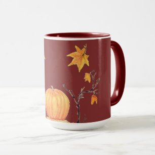 Fall Pumpkin Watercolor Erntedank Art Tasse