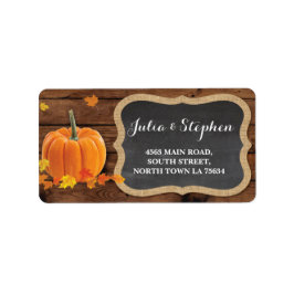 Fall Pumpkin Wedding Return Address Label Chalk Adressaufkleber