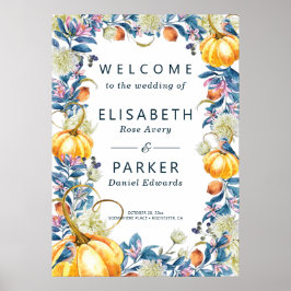 Fall Pumpkin Wedding Welcome Sign Poster