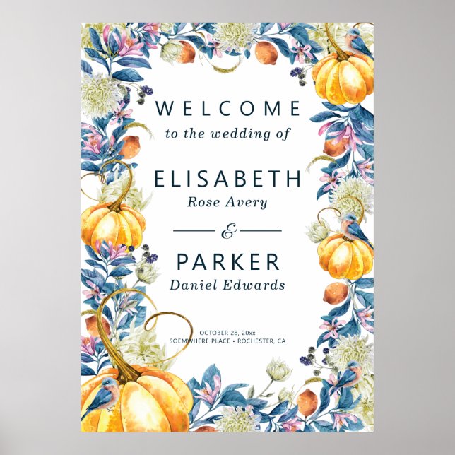Fall Pumpkin Wedding Welcome Sign Poster (Vorne)