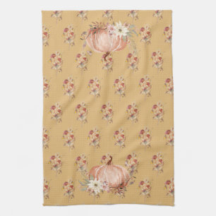 Fall Pumpkin Wildblume Floral Mustard Polka Dot Geschirrtuch